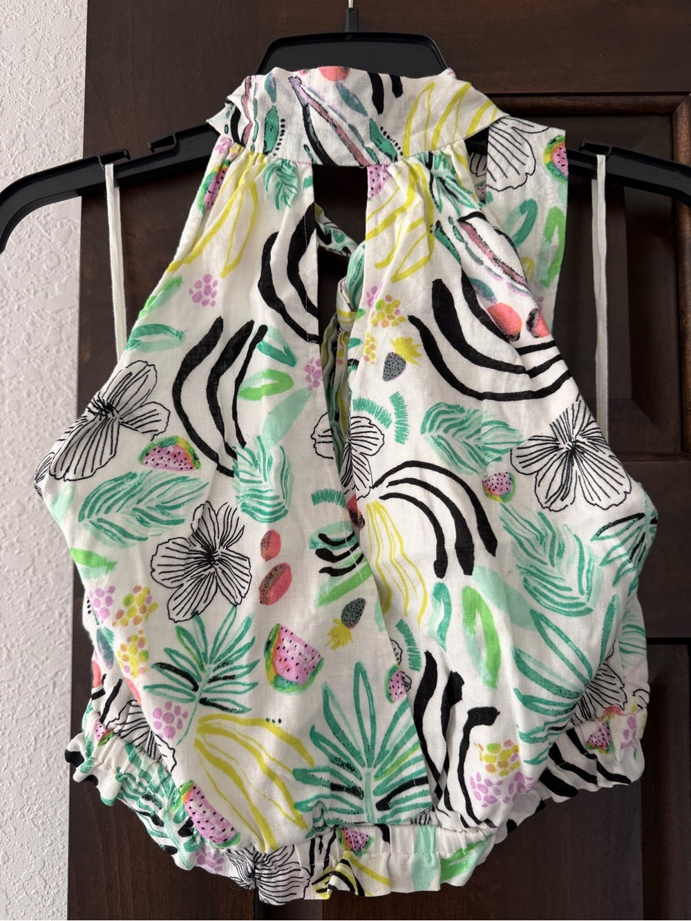 Free People Women’s Sleeveless Halter Top in White Floral Print
